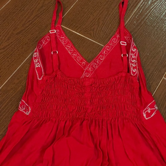 Unbranded red white embroidered slip dress elastic size small handmade Indonesia - Picture 10 of 14